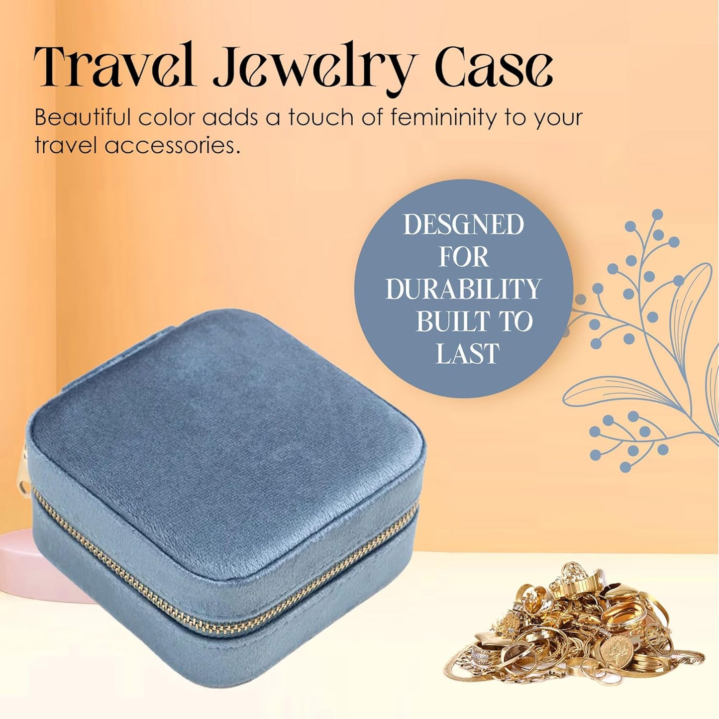 Amber's Jewelry Adjustable Travel Jewelry Case - Mini Jewelry Box for Girls | VelvetJewelry Box for Earrings, Necklaces, Rings, Bracelets